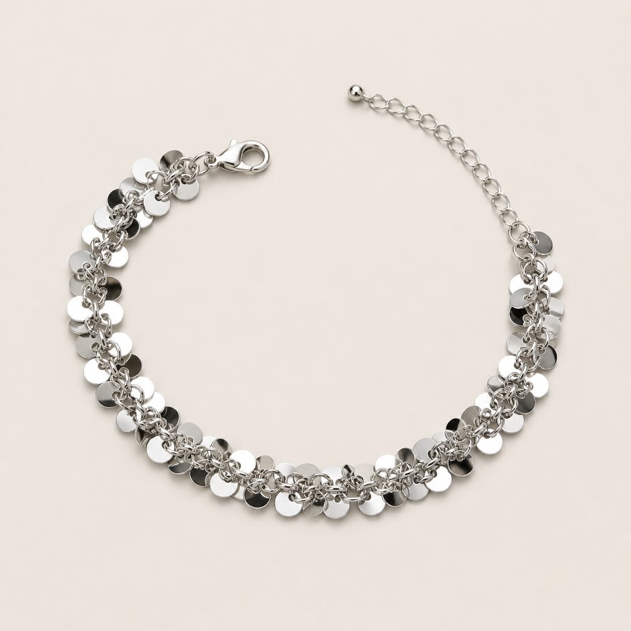 Silver Dazzle Disc Anklet