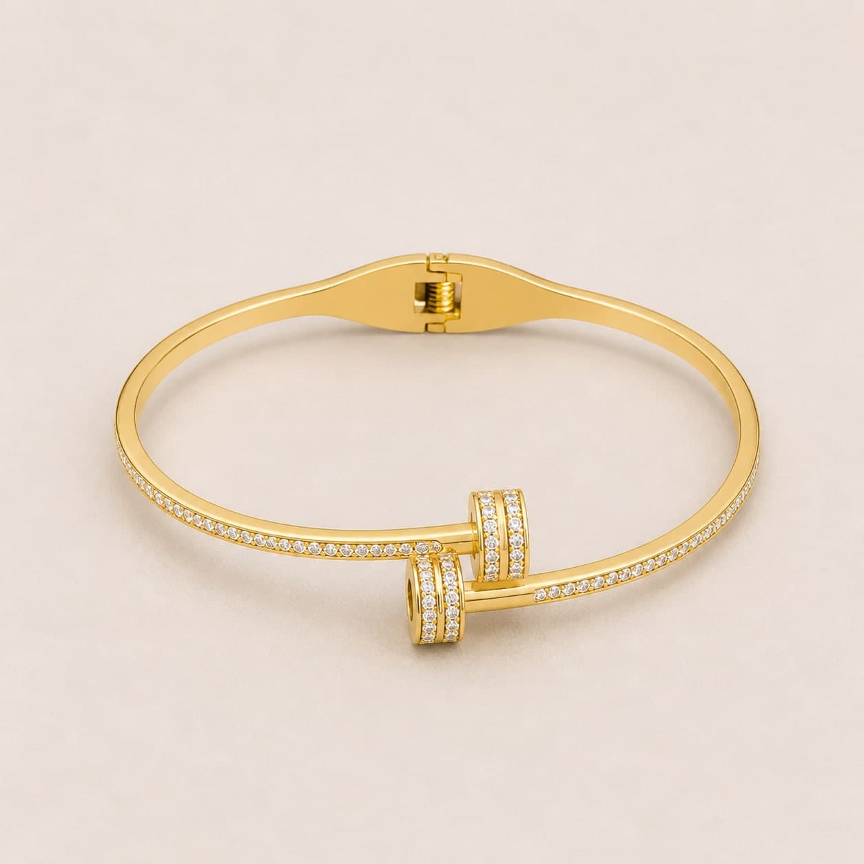 Gold Twist & Crystal Bangle