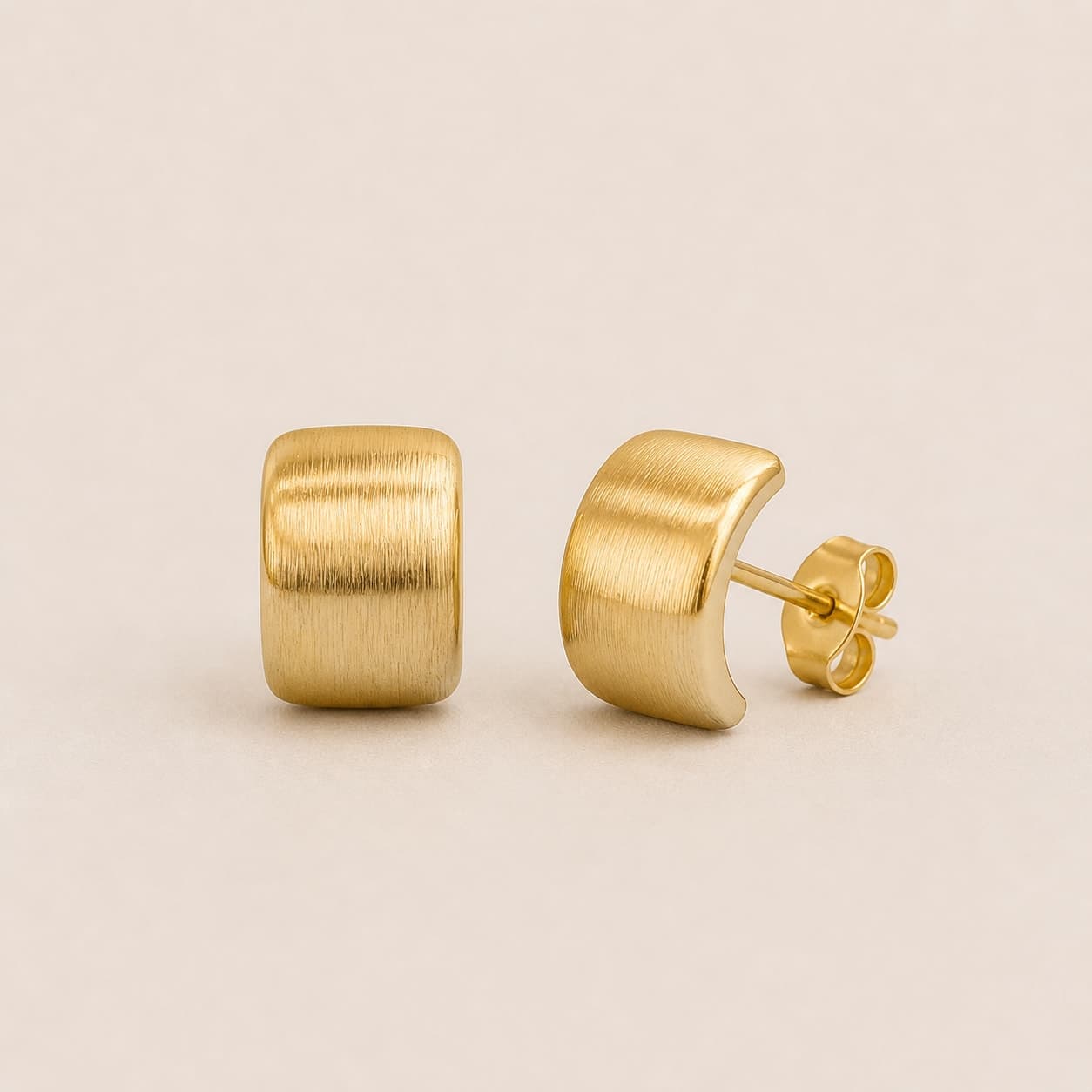 Brushed Metal Hoop Studs (Gold / Silver Variation)