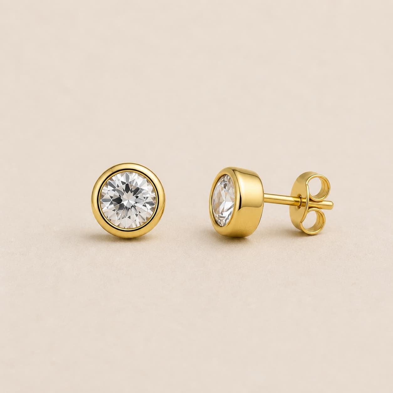 Gold Crystal Stud Earrings