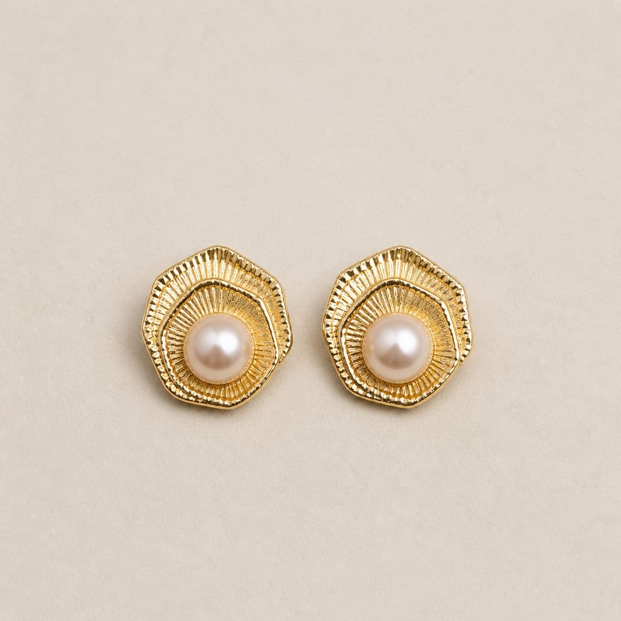 Gold Pearl Stud Earrings