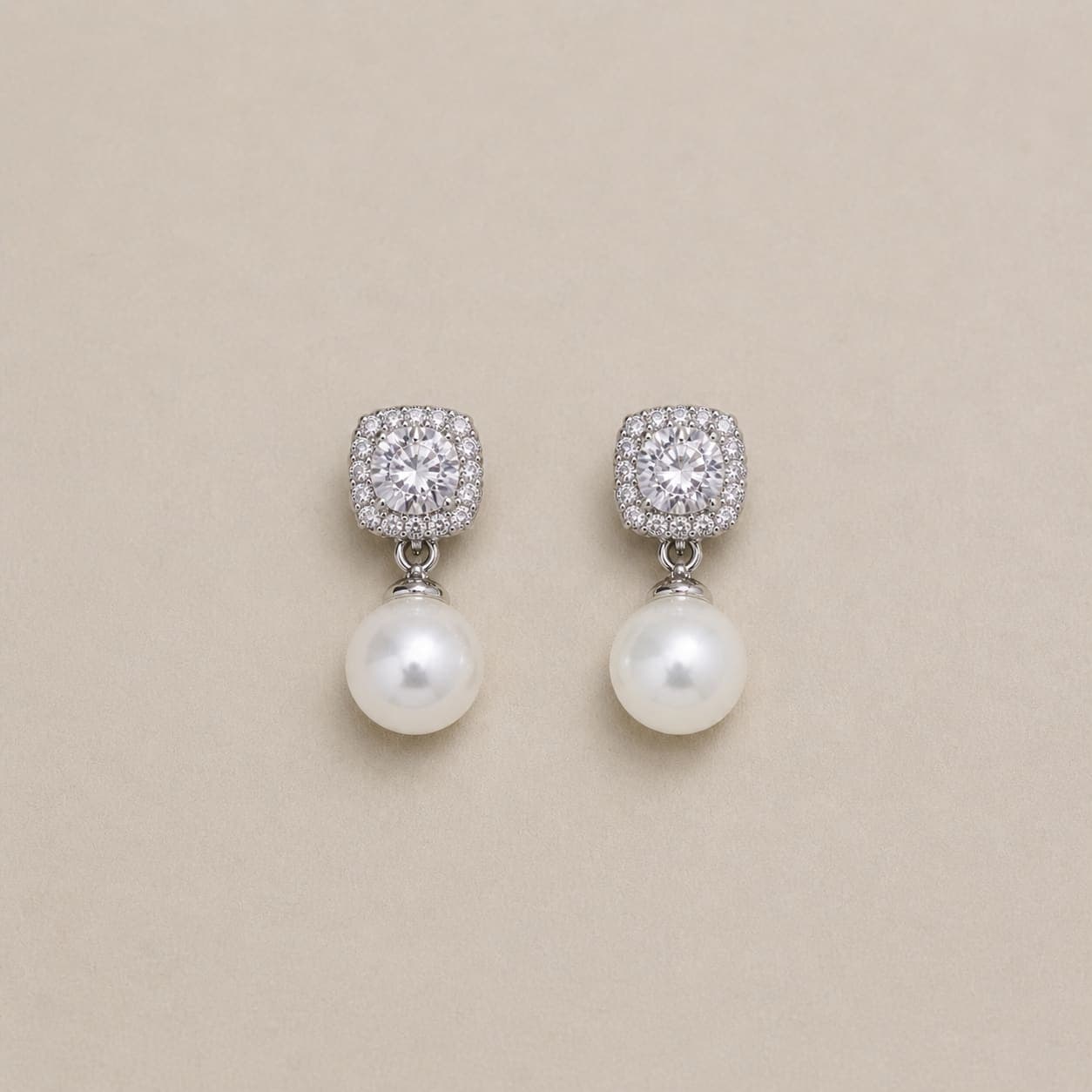 Pearl and Diamond Drop Earrings