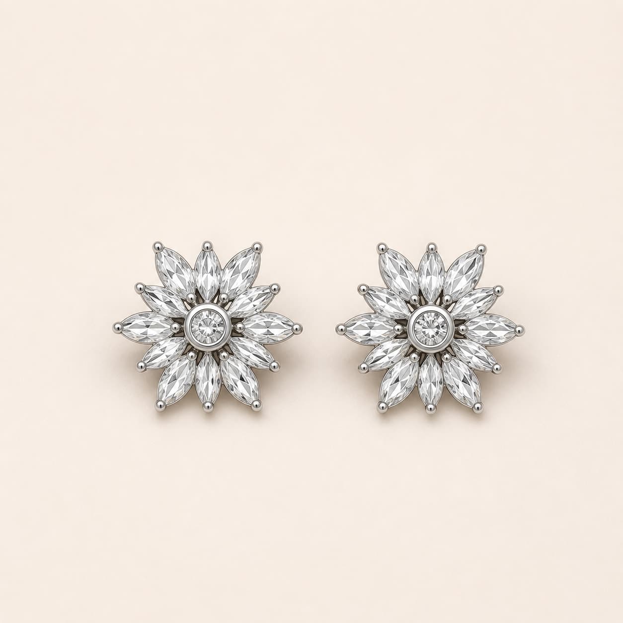Floral Diamond Cluster Earrings