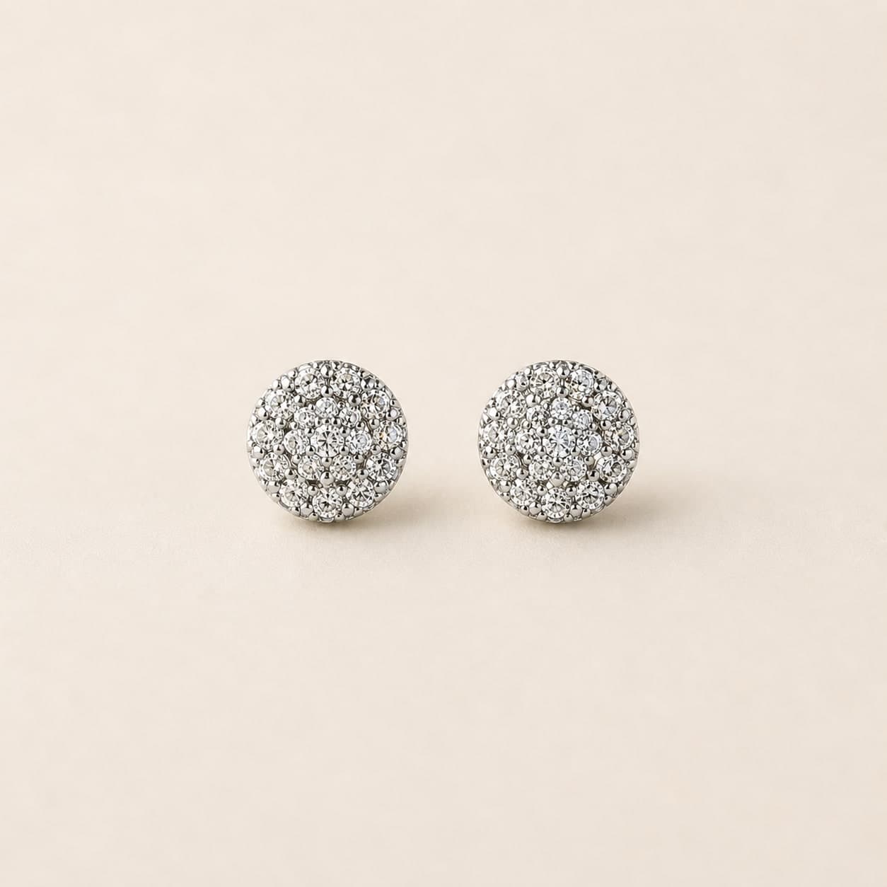 Pave-Circle Stud Earrings