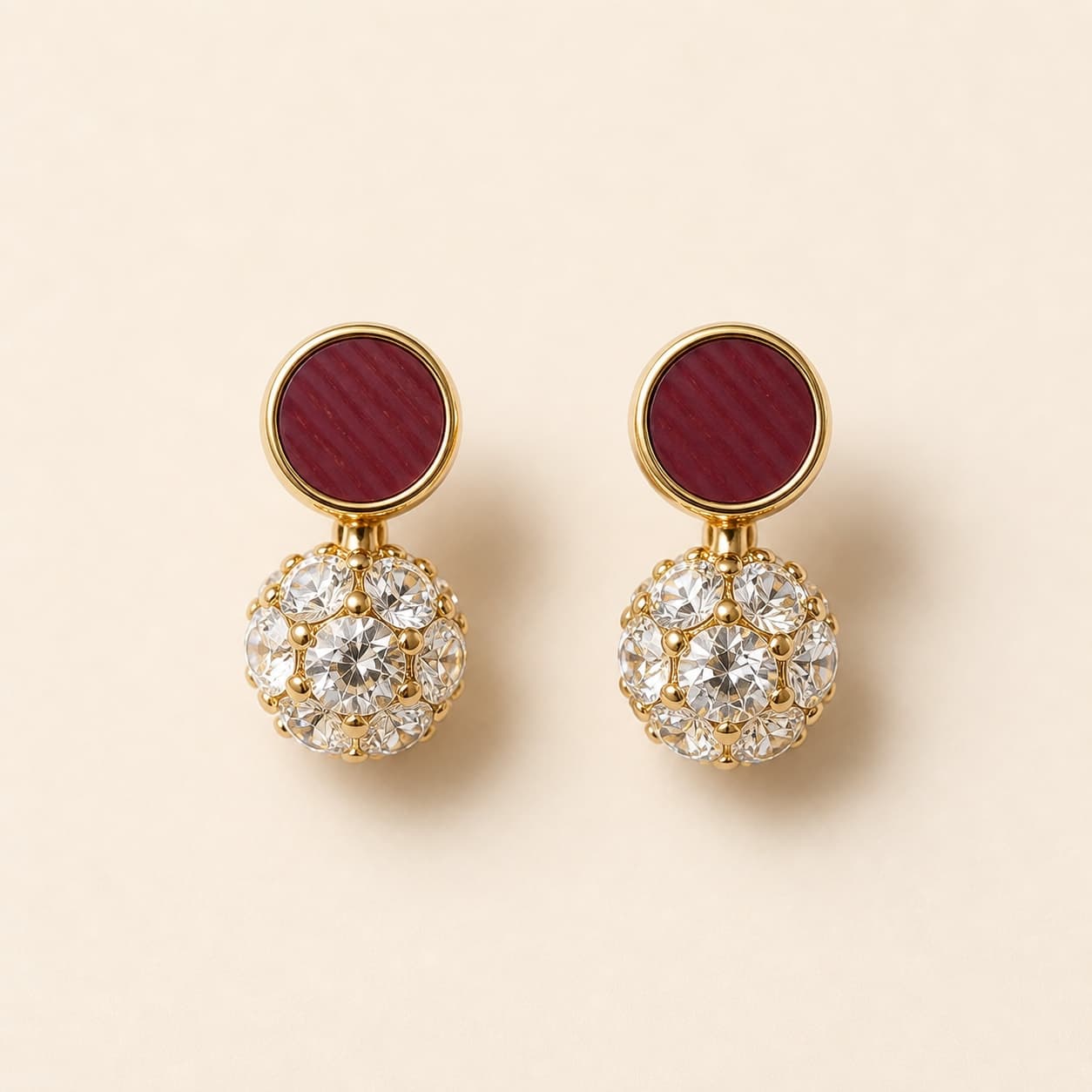 Color Pop Crystal Studs (Maroon/ White /Black Variation)