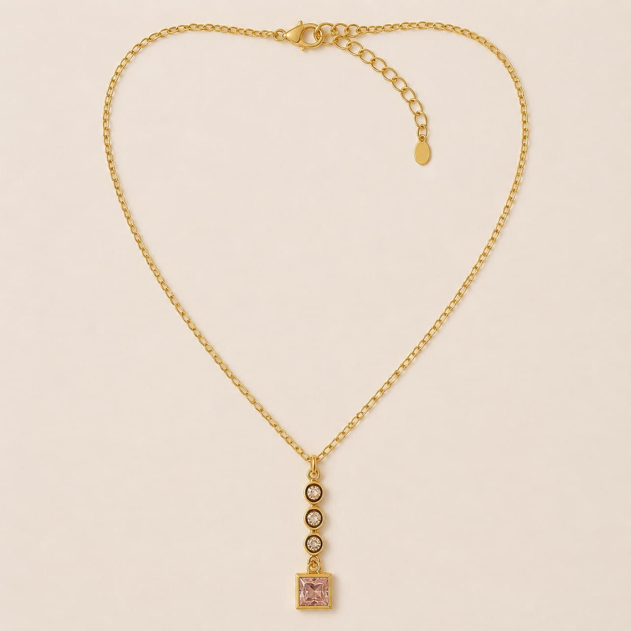 Gold and Crystal Bar Necklace