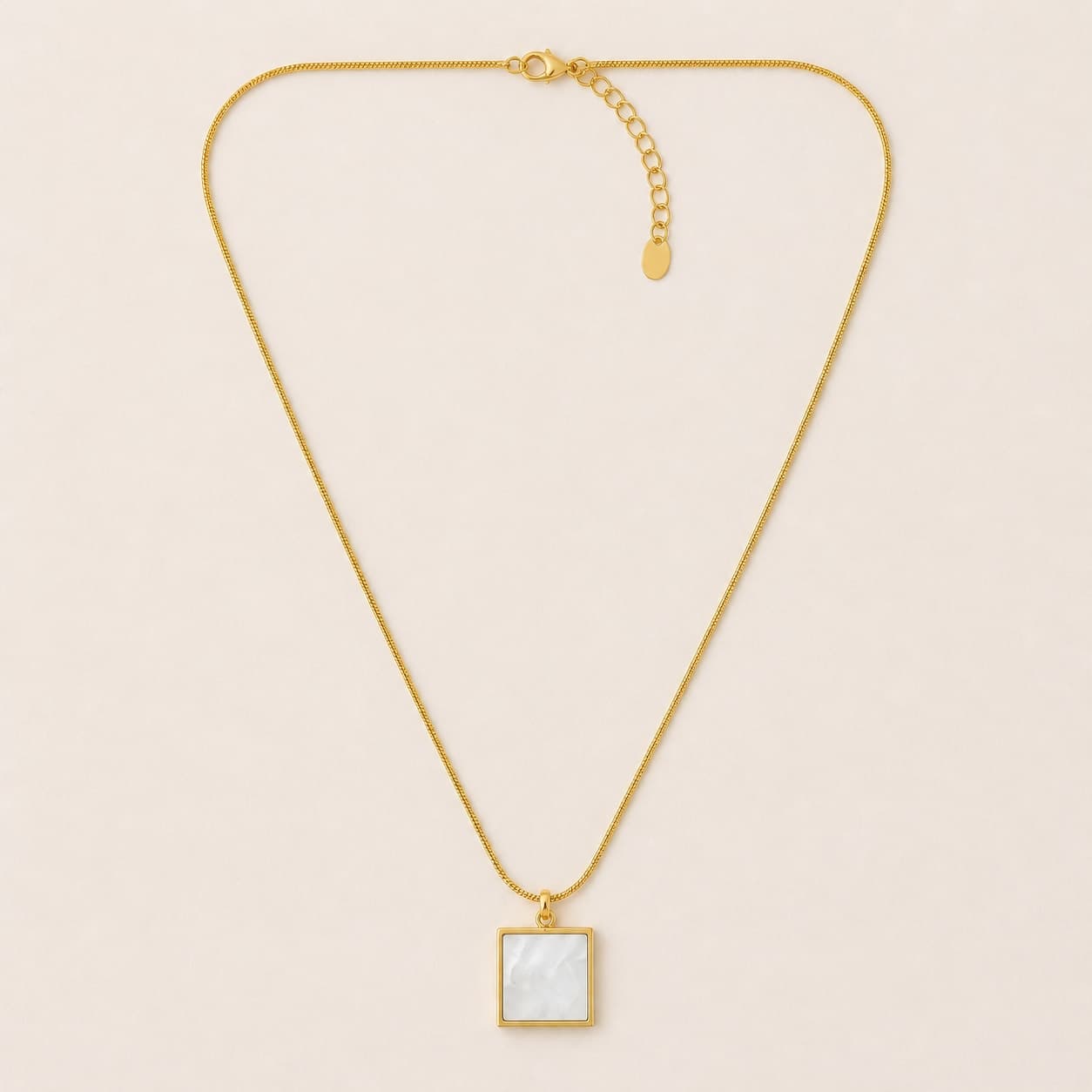 Gold Square Pendant Necklace