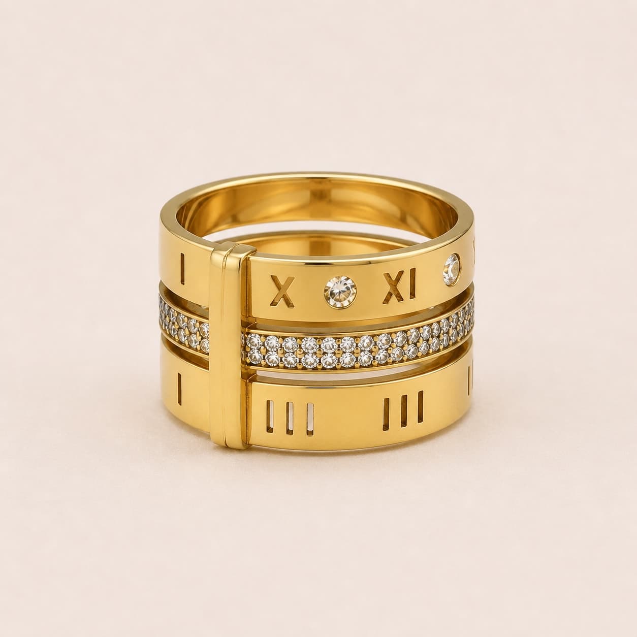 Gold & Crystal Stacked Ring