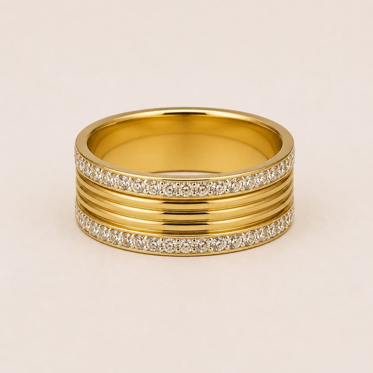 Gold and Crystal Band Ring