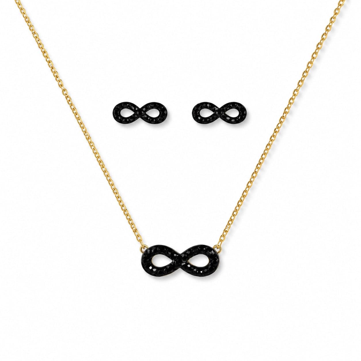 Gold Infinity Necklace and Earrings Set